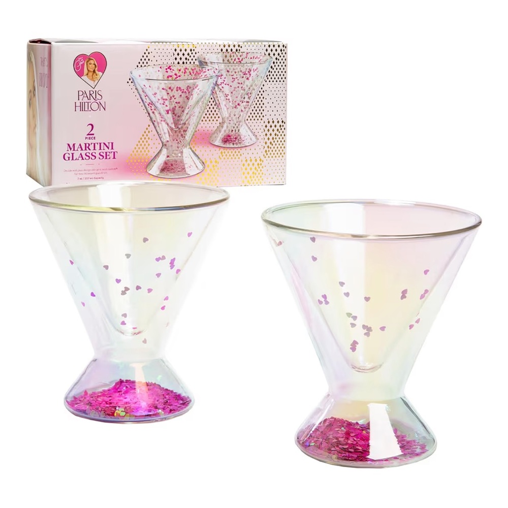 Final Price Drop New Paris Hilton 2-Piece Martini Glass Set
